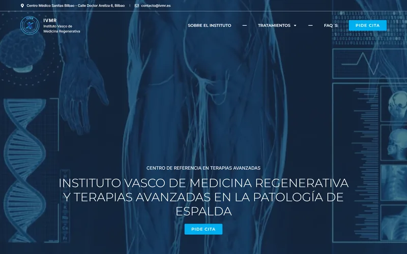 Web de un instituto de medicina regenerativa