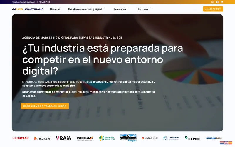 Web de Neoindustrialis, agencia de marketing digital para empresas industriales