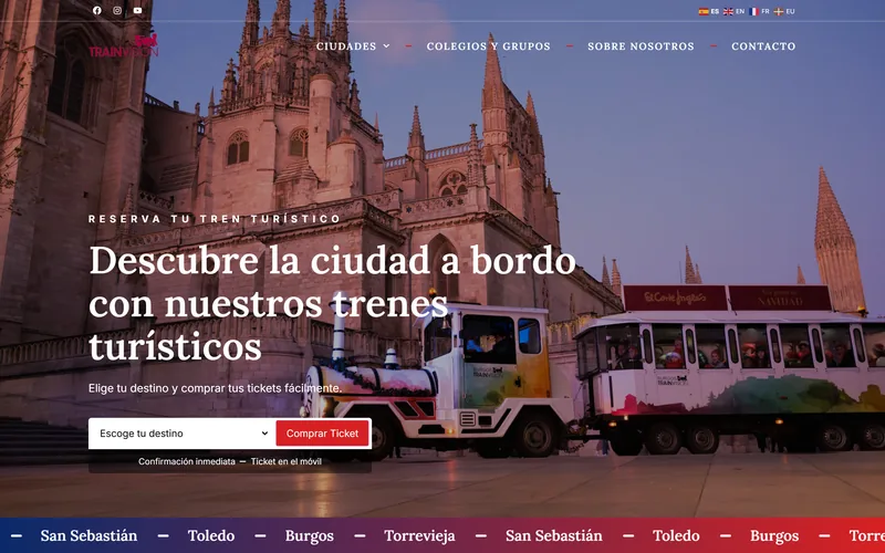 Web de una empresa de trenes turísticos