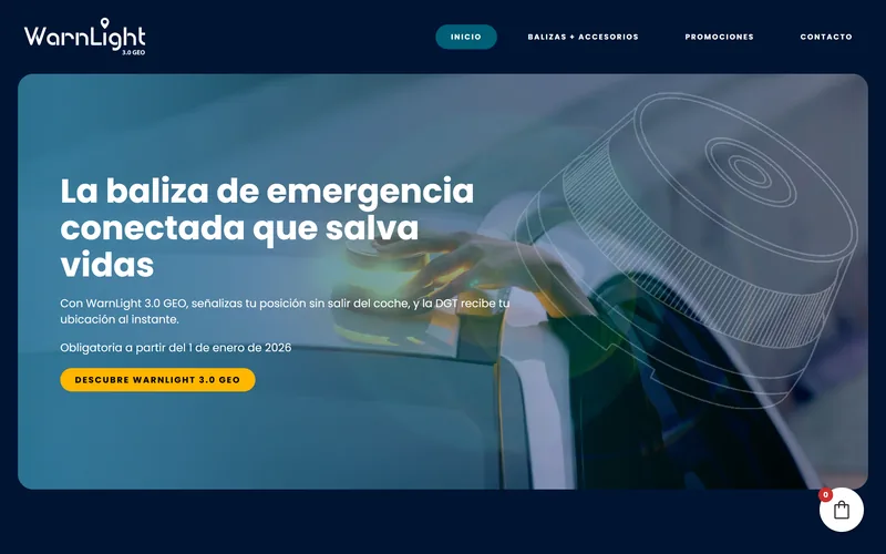 Web de una tienda de balizas de emergencia
