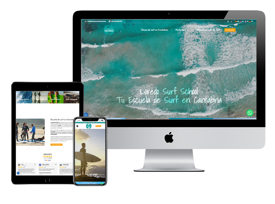 Loredo Surf School - Diseño Web a medida para Wordpress by Gregores One